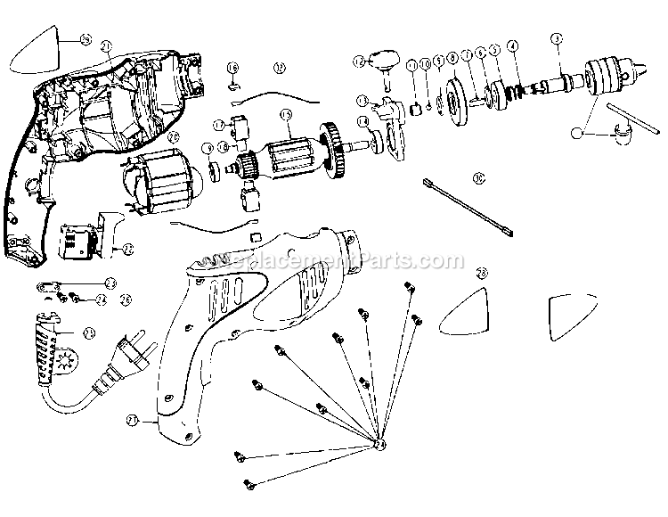 Black and Decker HD400-B2C (Type 3) 480w 3/8 Hammerdrill Power Tool Page A Diagram